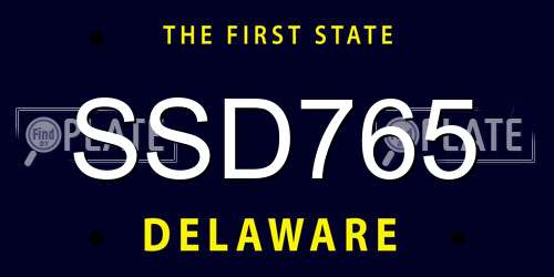 SSD765 Delaware License Plate