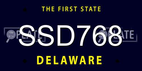SSD768 Delaware License Plate