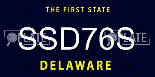 SSD76S Delaware License Plate