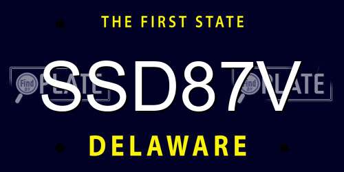 SSD87V Delaware License Plate