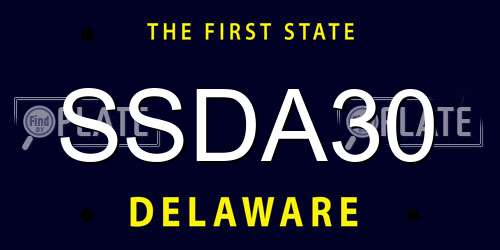 SSDA30 Delaware License Plate