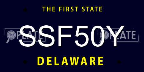 SSF50Y Delaware License Plate