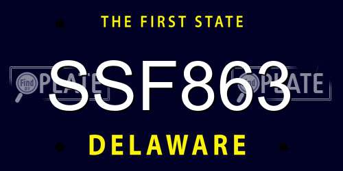SSF863 Delaware License Plate