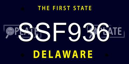 SSF936 Delaware License Plate