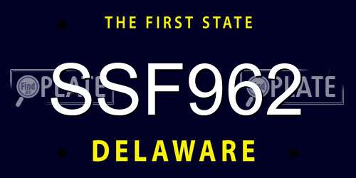 SSF962 Delaware License Plate