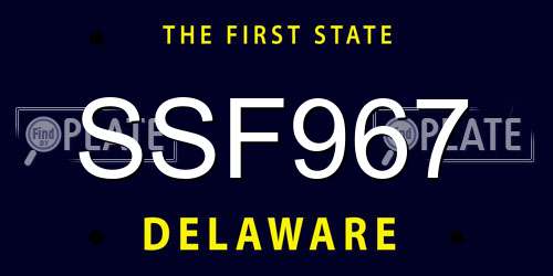 SSF967 Delaware License Plate