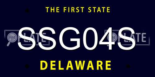 SSG04S Delaware License Plate