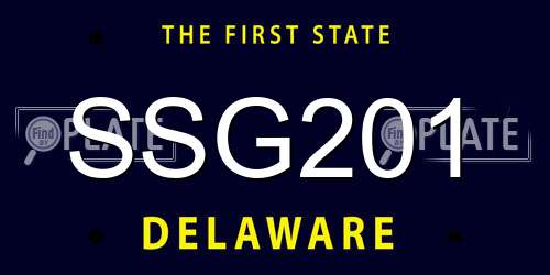 SSG201 Delaware License Plate