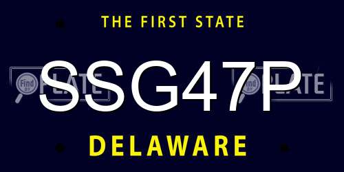 SSG47P Delaware License Plate