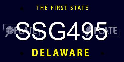 SSG495 Delaware License Plate