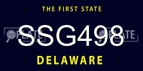 SSG498 Delaware License Plate