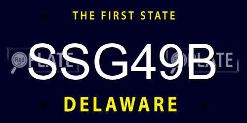 SSG49B Delaware License Plate