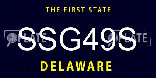 SSG49S Delaware License Plate