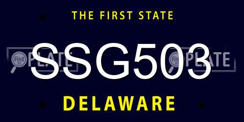 SSG503 Delaware License Plate