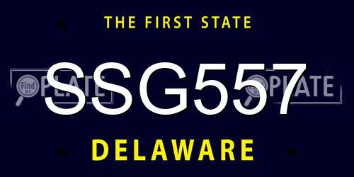 SSG557 Delaware License Plate
