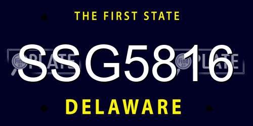 SSG5816 Delaware License Plate