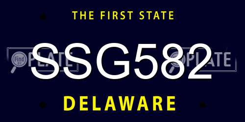 SSG582 Delaware License Plate