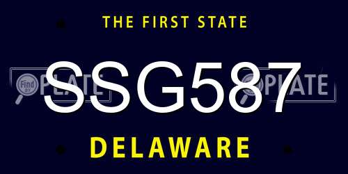 SSG587 Delaware License Plate