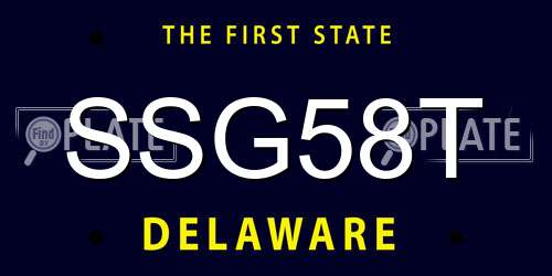 SSG58T Delaware License Plate
