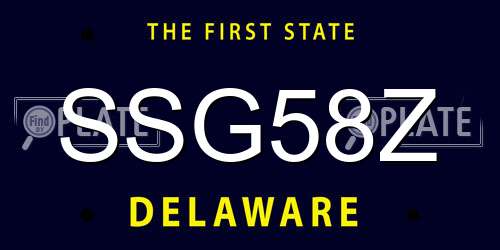 SSG58Z Delaware License Plate