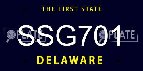 SSG701 Delaware License Plate