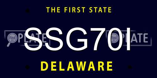 SSG70I Delaware License Plate