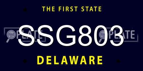 SSG803 Delaware License Plate