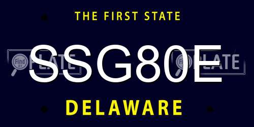 SSG80E Delaware License Plate