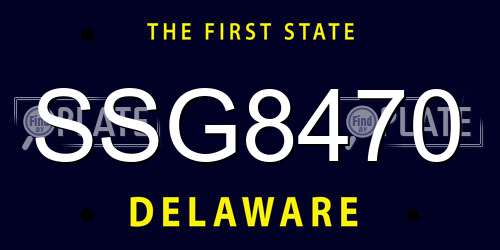 SSG8470 Delaware License Plate