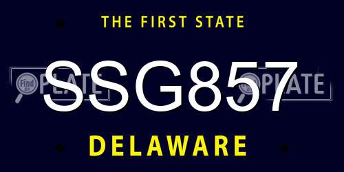 SSG857 Delaware License Plate