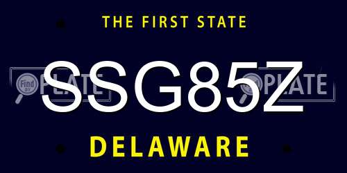 SSG85Z Delaware License Plate