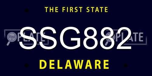 SSG882 Delaware License Plate