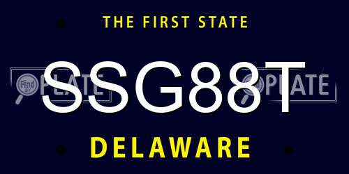 SSG88T Delaware License Plate