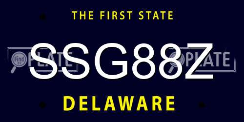 SSG88Z Delaware License Plate