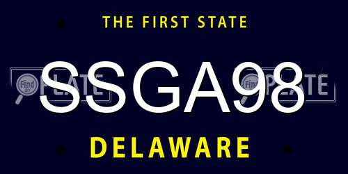 SSGA98 Delaware License Plate