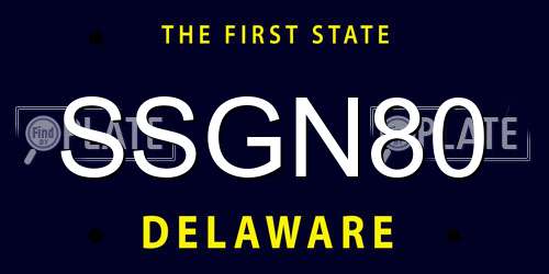 SSGN80 Delaware License Plate