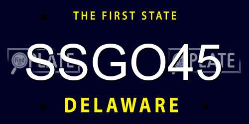 SSGO45 Delaware License Plate