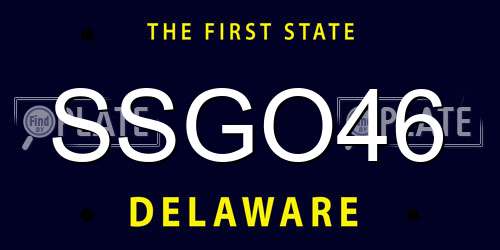 SSGO46 Delaware License Plate