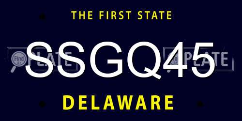 SSGQ45 Delaware License Plate