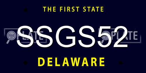 SSGS52 Delaware License Plate