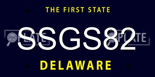 SSGS82 Delaware License Plate