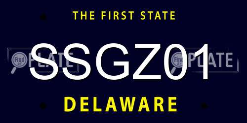SSGZ01 Delaware License Plate