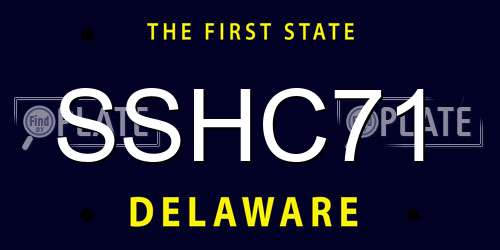 SSHC71 Delaware License Plate