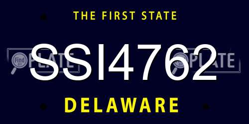 SSI4762 Delaware License Plate