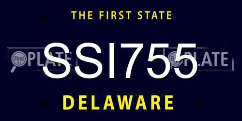 SSI755 Delaware License Plate