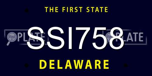 SSI758 Delaware License Plate