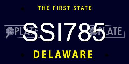 SSI785 Delaware License Plate