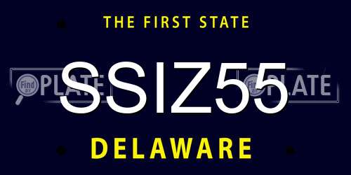 SSIZ55 Delaware License Plate
