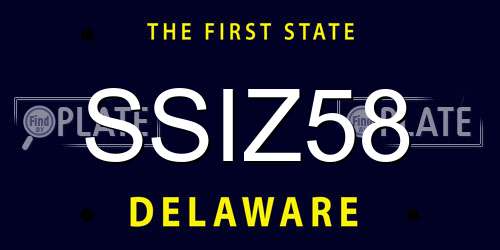SSIZ58 Delaware License Plate