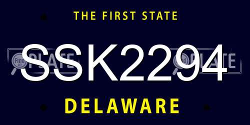 SSK2294 Delaware License Plate